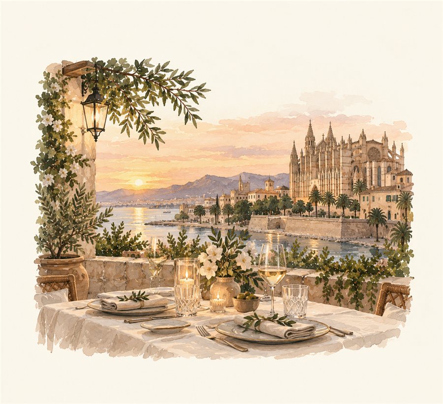 Jantar romântico em Palma de Maiorca