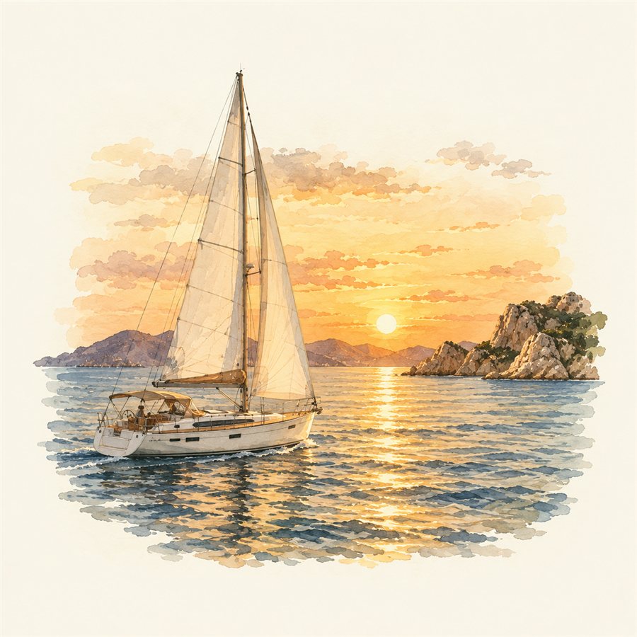 Passeio de veleiro ao pôr do sol